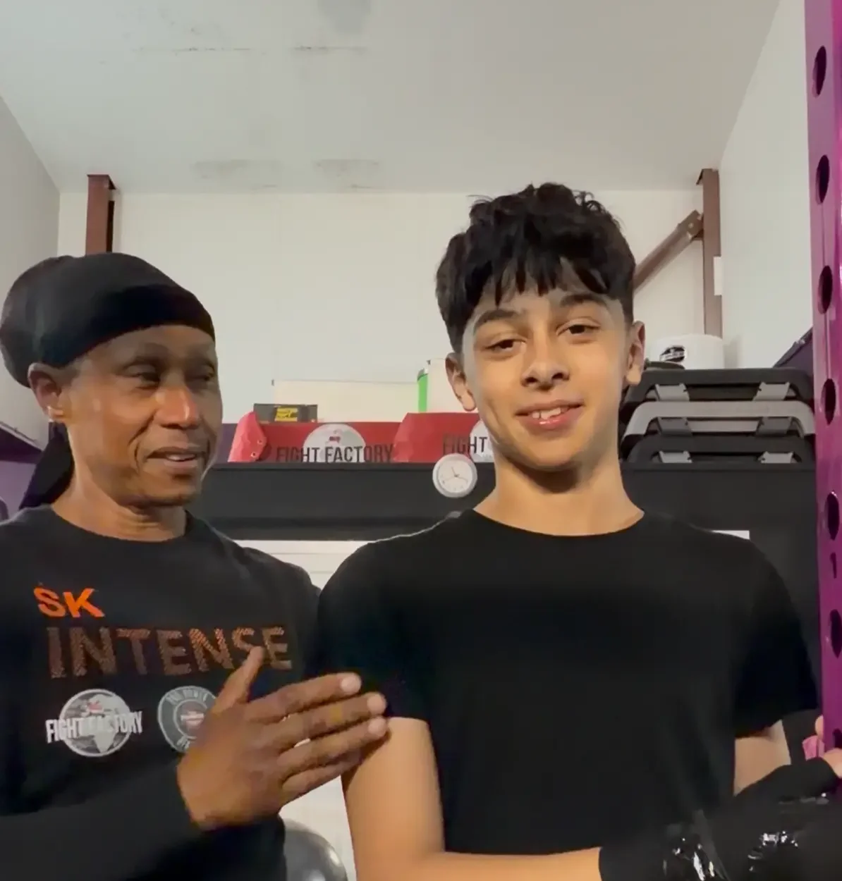 Kobe Sharma with Sean Krool at Fight Factory Manchester
